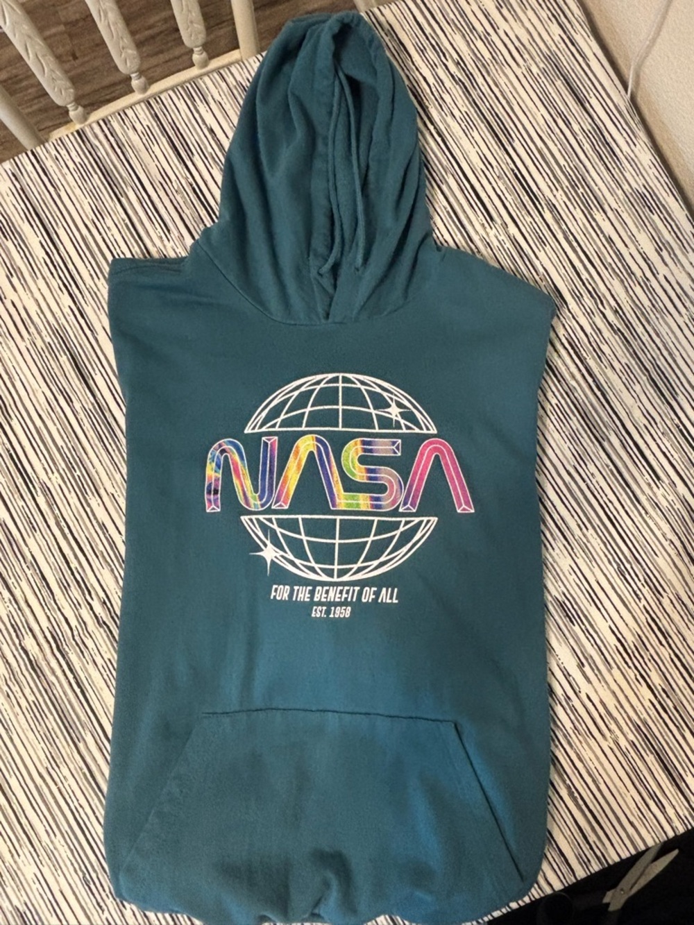 Unisex NASA Teal Graphic Hoodie - Teal NASA Pullover